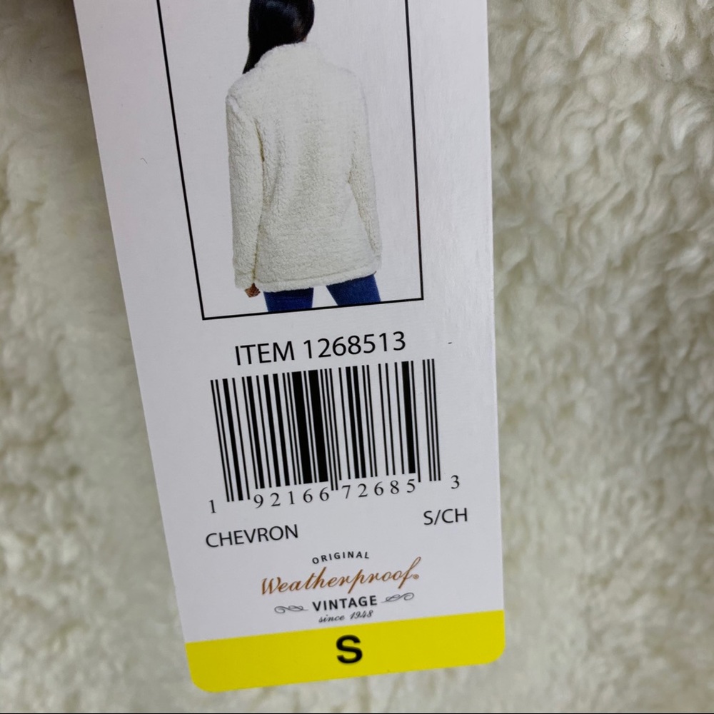 Weatherproof Cream Chevron 1/4 Zip Faux Fur Sherpa Lined Pullover Women’s Small - Picture 9 of 10